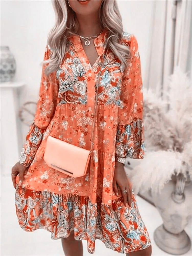 Matthew™ | Floral V-Neck A-Line Dress