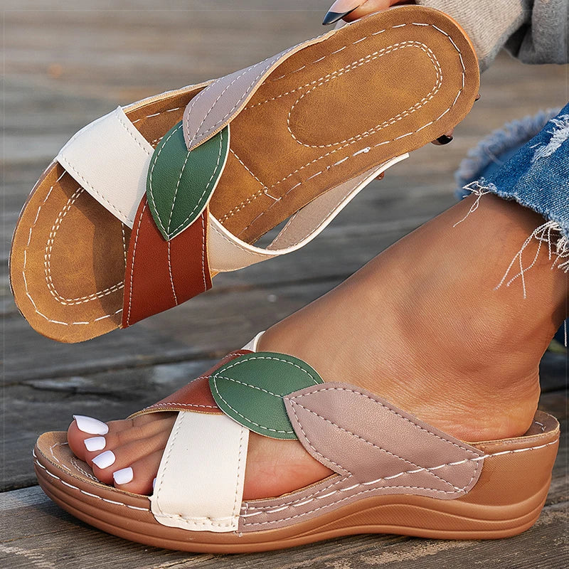 Liora™ | Leaf Accent Wedge Sandals