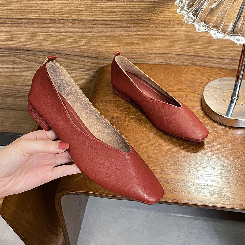 Elise™ | Square-Toe Low Heeled Flats