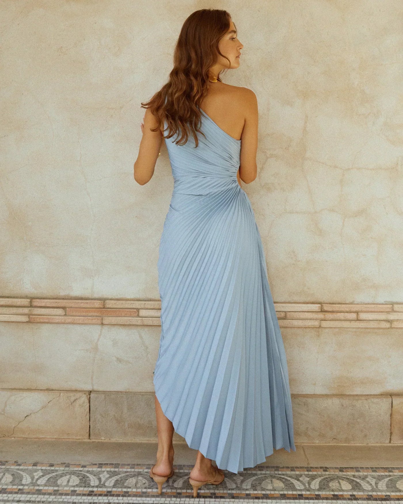 Sylviana™ | One-Shoulder Pleated Midi Dress