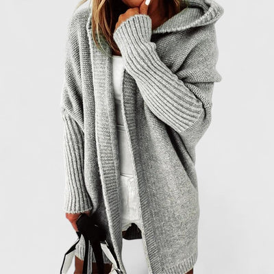 Gwénora™ | Oversized Knit Hooded Cardigan