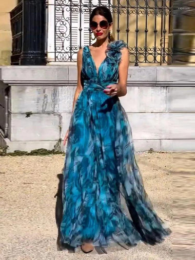 Lorena™ | Elegant Sleeveless Floral Maxi Dress