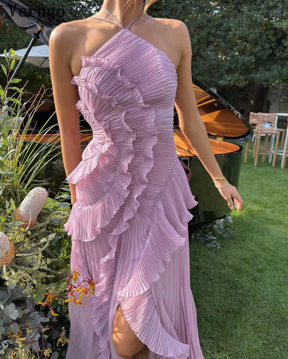 Nivara™ | Ruffled Halter Pleated Dress
