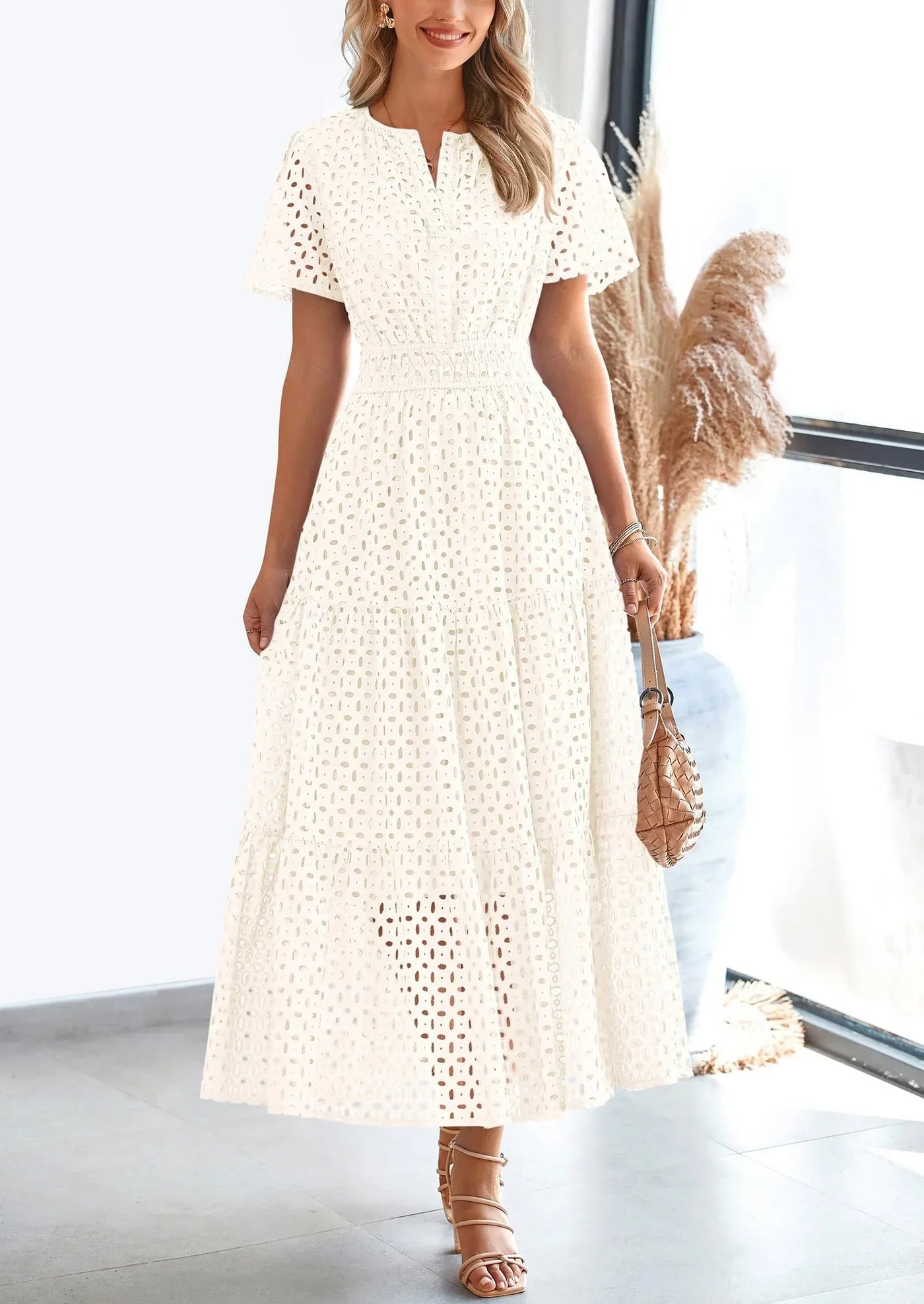 Simi™ | Eyelet Elegance Summer Dress
