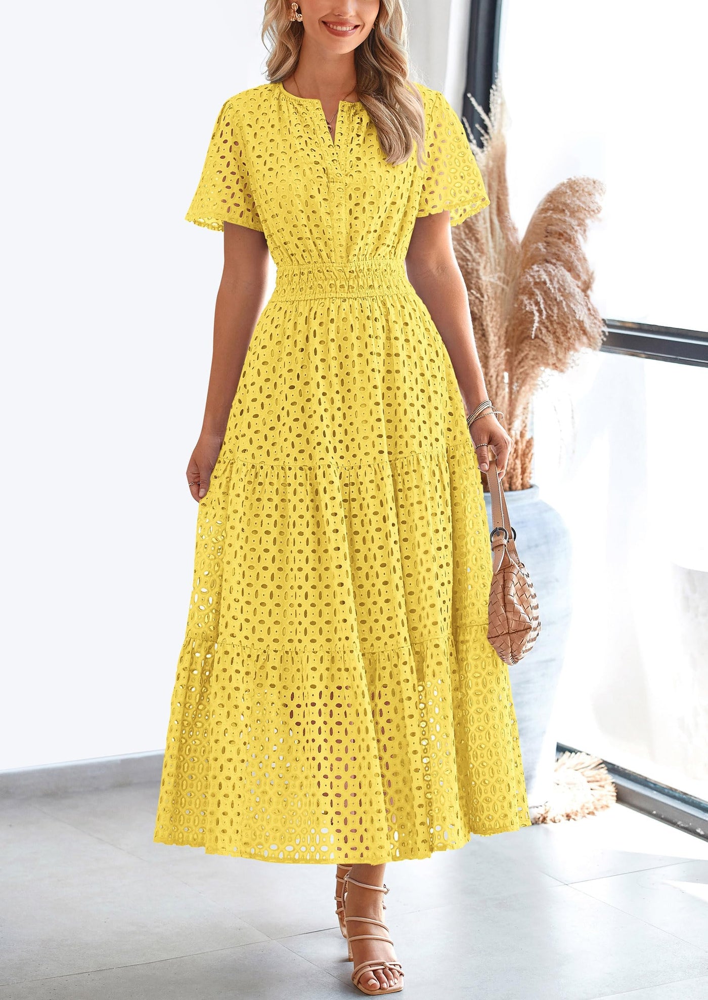 Simi™ | Eyelet Elegance Summer Dress