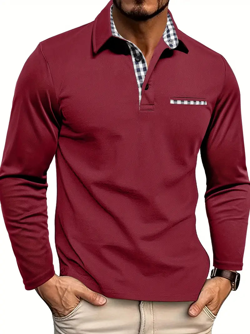 Aiden™ | Check-Collar Casual Polo Long Sleeve