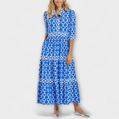 Cévarra™ | Bold Chain Print Midi Dress