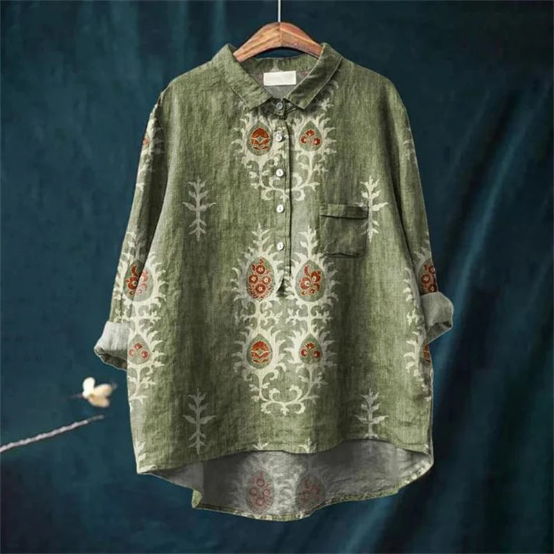 Kasey™ | Vintage Retro Floral Art Print Shirt