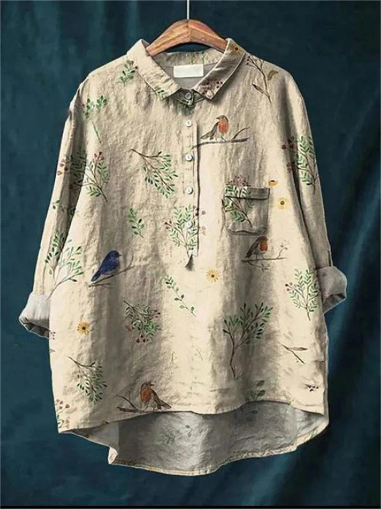 Kasey™ | Vintage Retro Floral Art Print Shirt