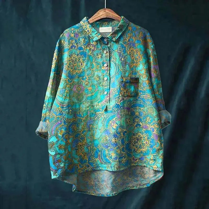 Kasey™ | Vintage Retro Floral Art Print Shirt