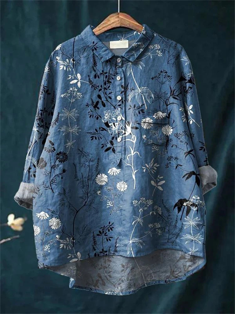 Kasey™ | Vintage Retro Floral Art Print Shirt