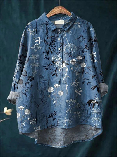 Kasey™ | Vintage Retro Floral Art Print Shirt