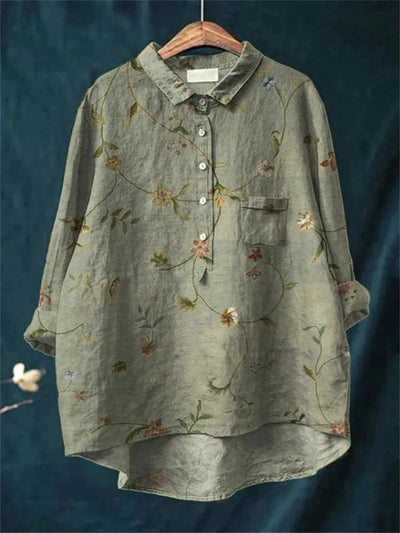 Kasey™ | Vintage Retro Floral Art Print Shirt