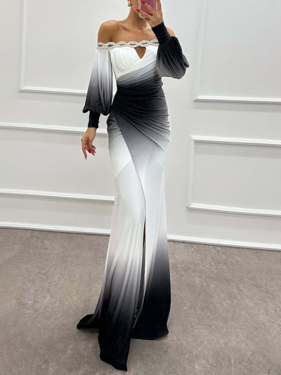 Delia™ | Gradient Off-Shoulder Evening Dress