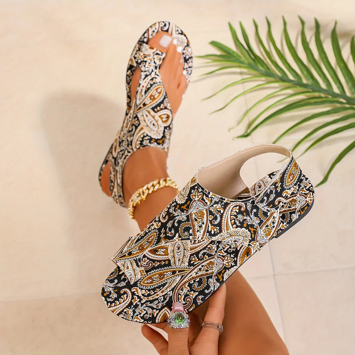 Xiomara™ | Boho Mandala Print Sandals