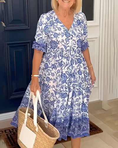 Logan™ | Elegant Floral Dress with V-Neck