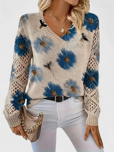 Florelys™ | Vintage Floral Knit Sweater