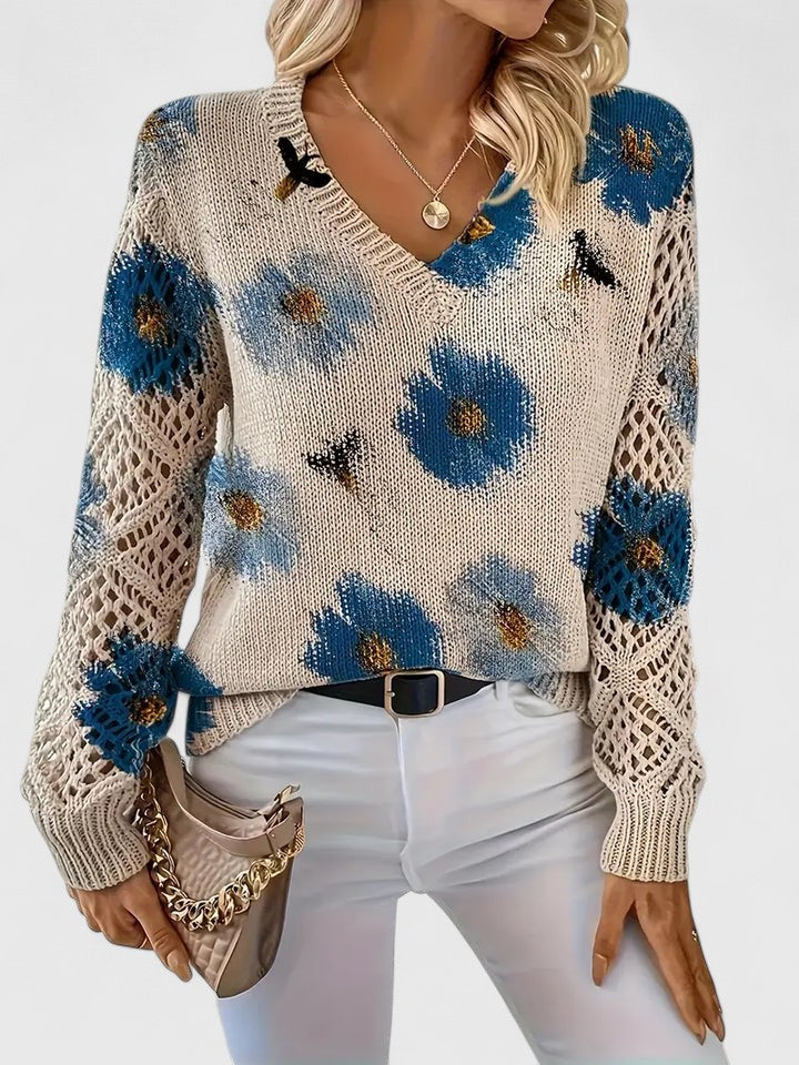 Élodise™ | Floral Crochet Knit Sweater