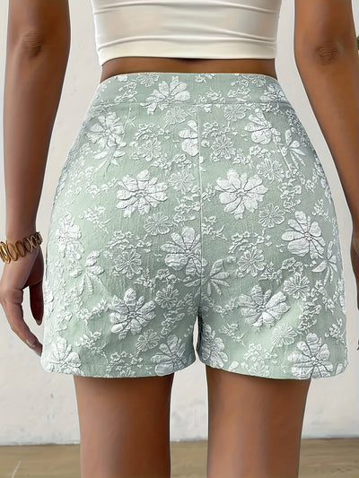 Camille™ | The Floral Jacquard Casual Shorts