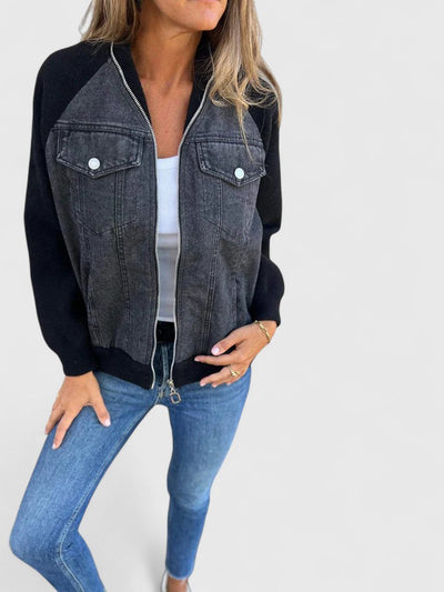 Hanelys™ | Denim Knit Contrast Jacket