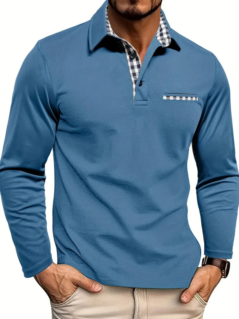 Aiden™ | Check-Collar Casual Polo Long Sleeve
