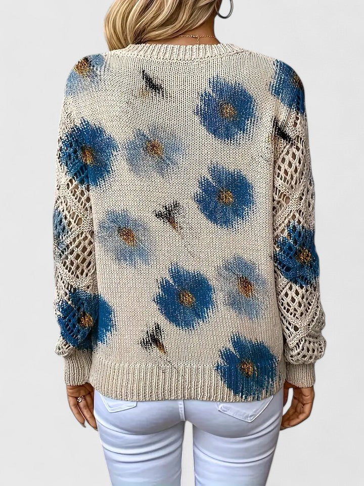 Élodise™ | Floral Crochet Knit Sweater