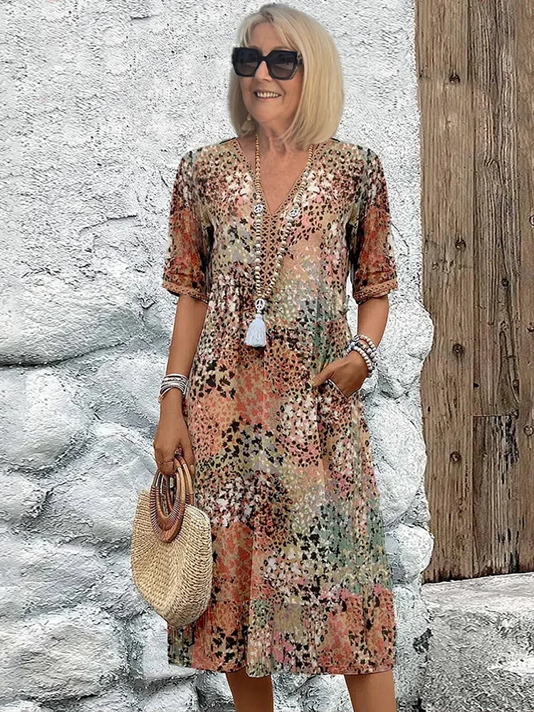 Isolde™ | Elegant Floral Midi Dress