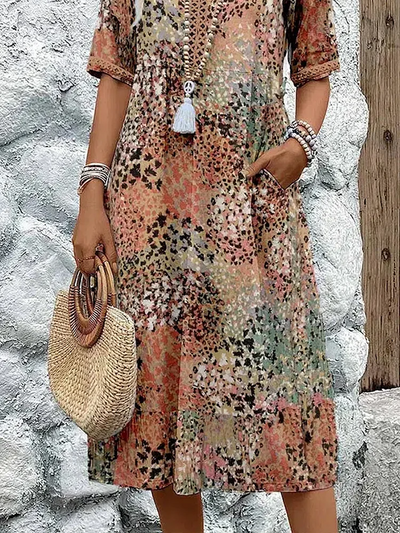 Isolde™ | Elegant Floral Midi Dress