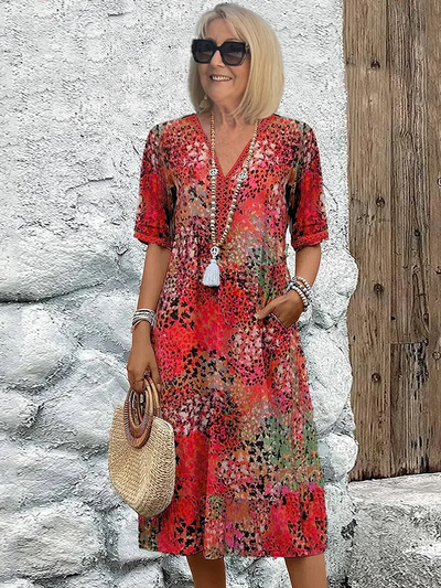 Isolde™ | Elegant Floral Midi Dress