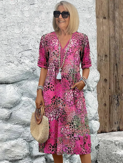 Isolde™ | Elegant Floral Midi Dress
