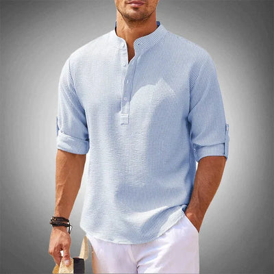 Léopold™ | Textured Henley Collar Shirt