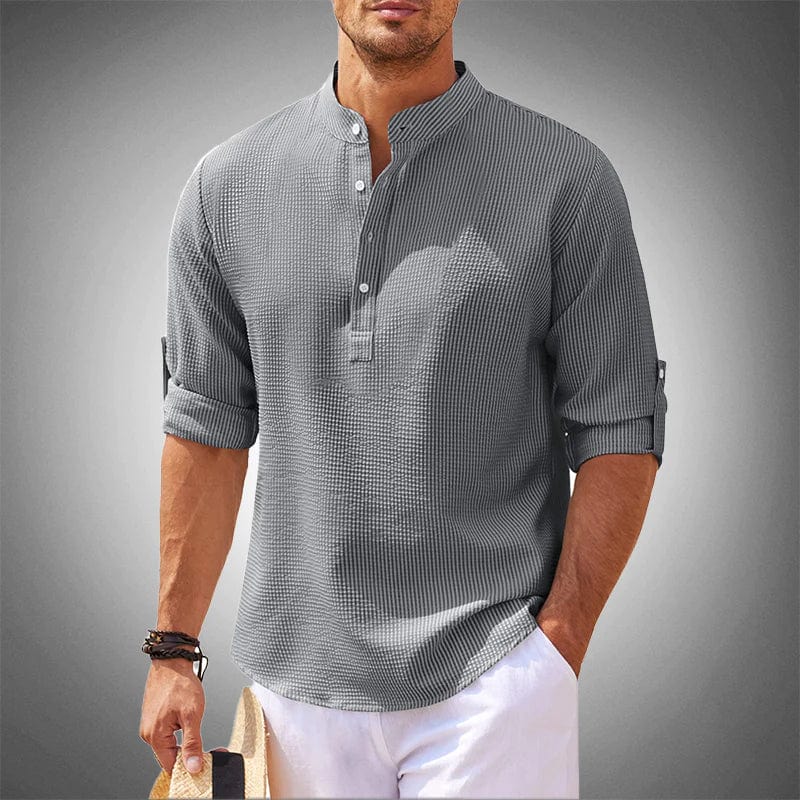 Léopold™ | Textured Henley Collar Shirt