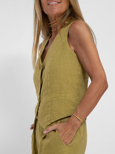 Lara™ | Buttoned Vest & Wide-Leg Trousers Set
