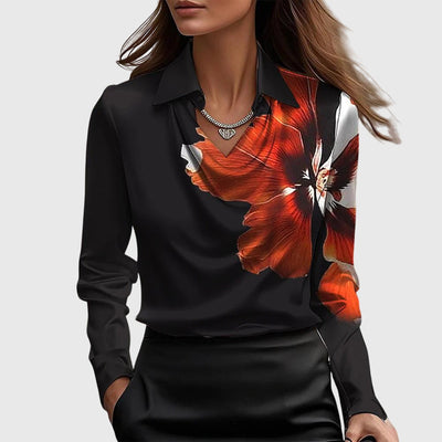 Aiyanna™ | Luxe Shiny Blouse with Pleated Neckline