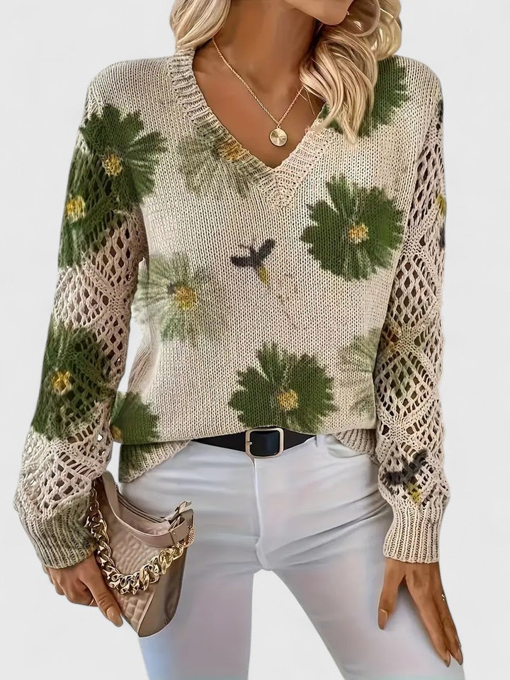 Florelys™ | Vintage Floral Knit Sweater