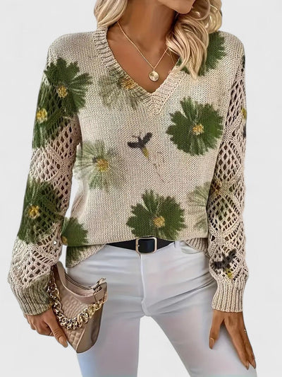 Florelys™ | Vintage Floral Knit Sweater