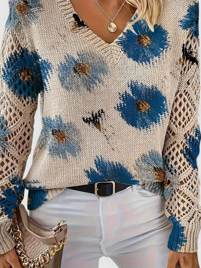 Élodise™ | Floral Crochet Knit Sweater