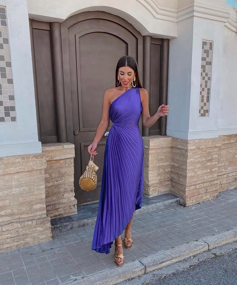 Marjorie™ | Elegant One Shoulder Midi Dress