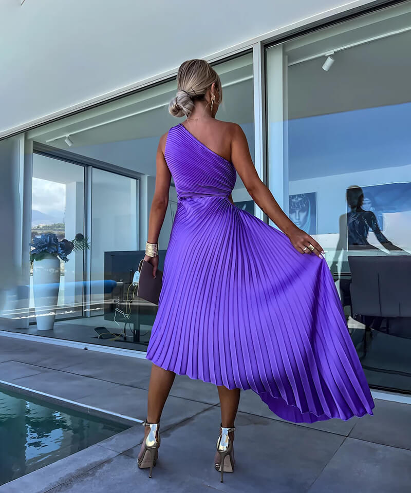Marjorie™ | Elegant One Shoulder Midi Dress