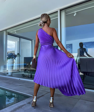 Marjorie™ | Elegant One Shoulder Midi Dress