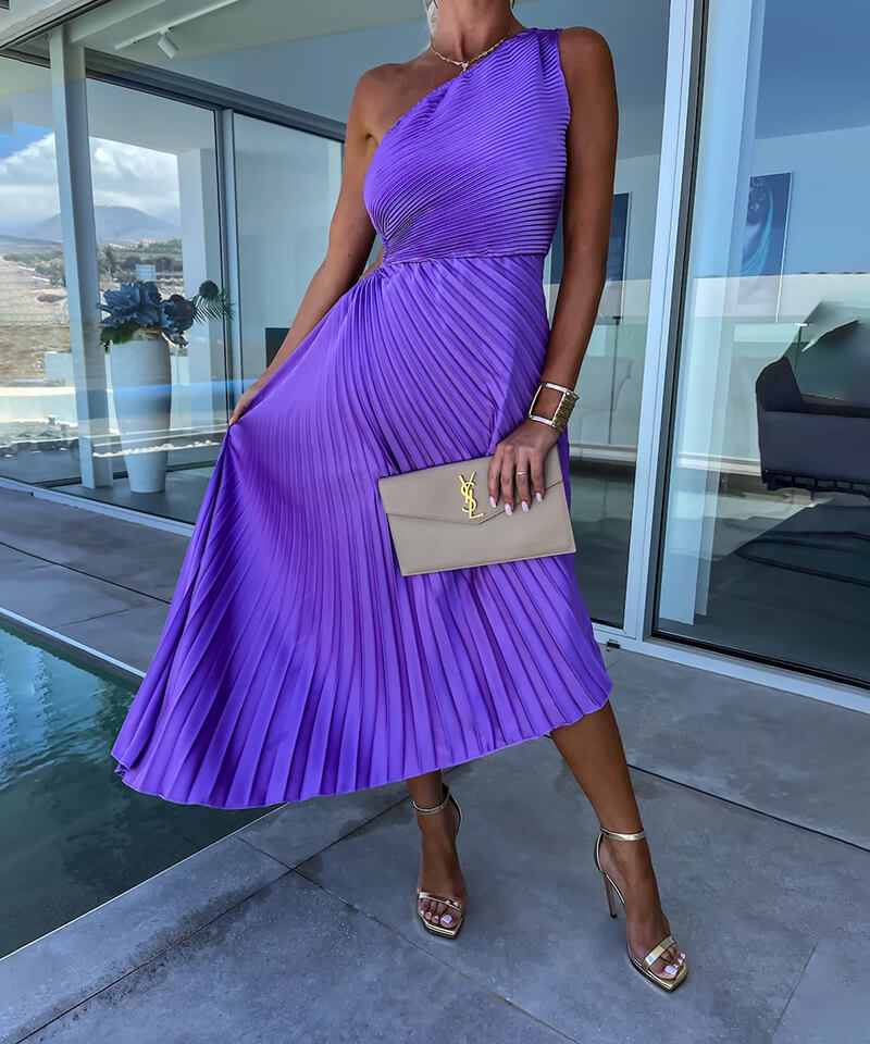 Marjorie™ | Elegant One Shoulder Midi Dress