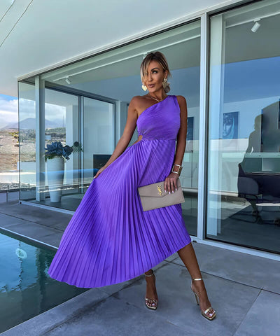 Marjorie™ | Elegant One Shoulder Midi Dress