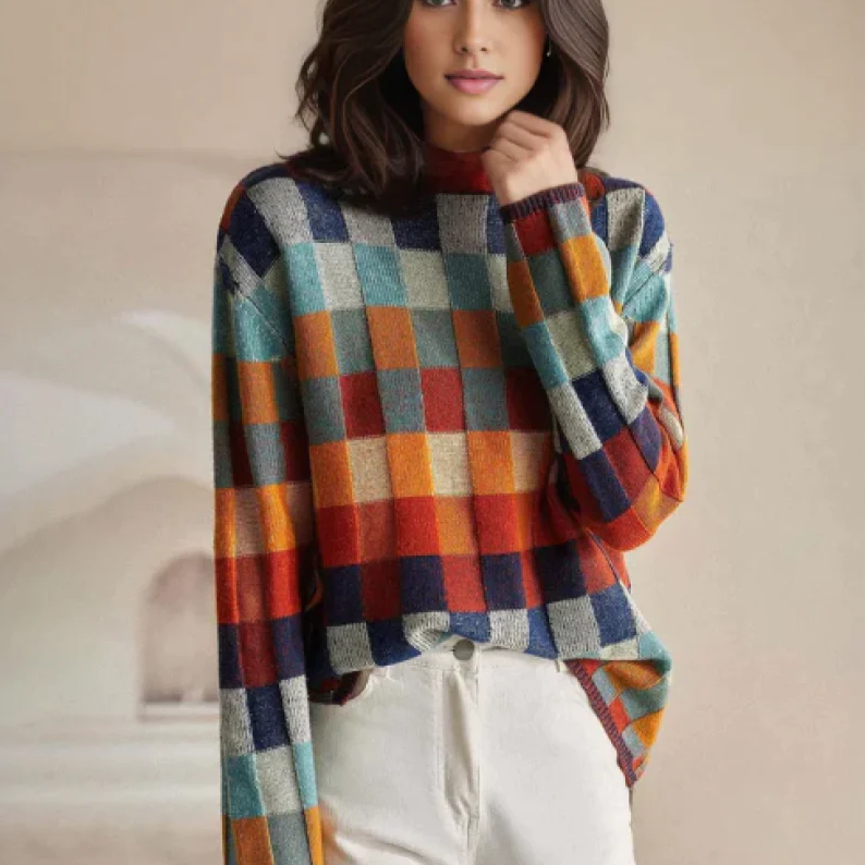 Isolde™ | Colorblock Check Sweater