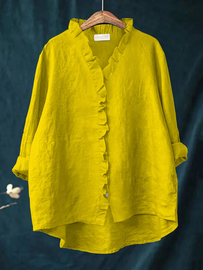 Gia™ | Ruffled Cotton-Linen Shirt
