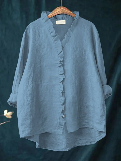 Gia™ | Ruffled Cotton-Linen Shirt