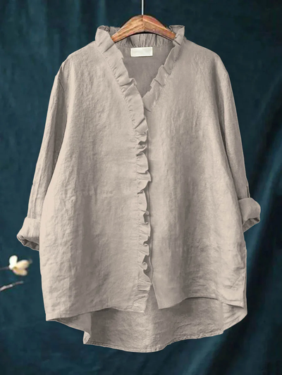 Gia™ | Ruffled Cotton-Linen Shirt