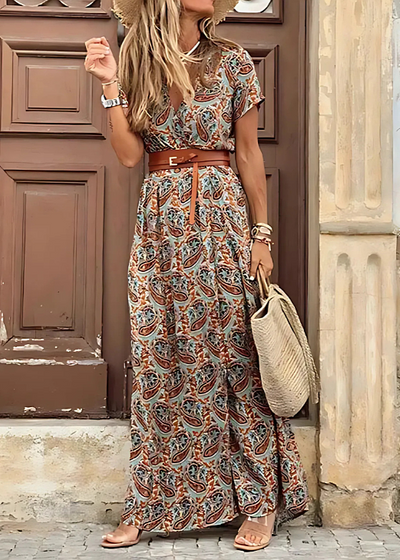 Goldie™ | Floral Belted Slit Maxi Dress