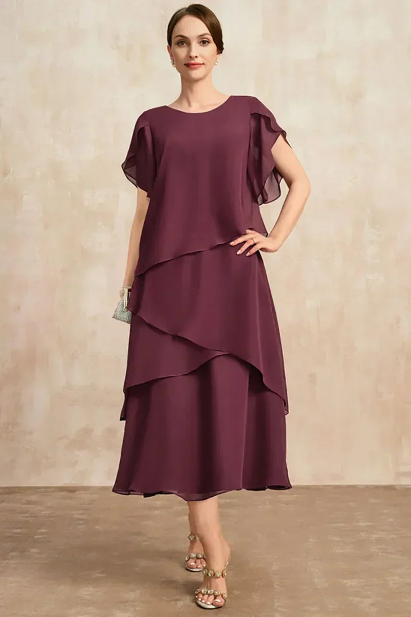 Quinna™ | Layered Chiffon Midi Dress