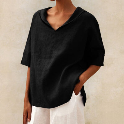 Maïna™ | Relaxed V-Neck Linen Blouse