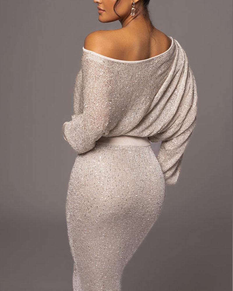 Riva™ | Elegant Knitted Off Shoulder Maxi Dress